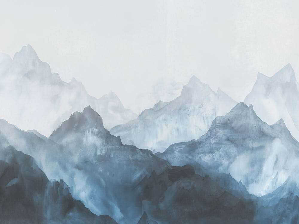 Mysterious Mountain Vista Vintage Painting