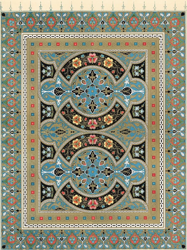 La Decoration Arabe, Plate No, 16 & 17, Emile Prisses D’Avennes, Digitally Enhanced Lithograph From Own Original