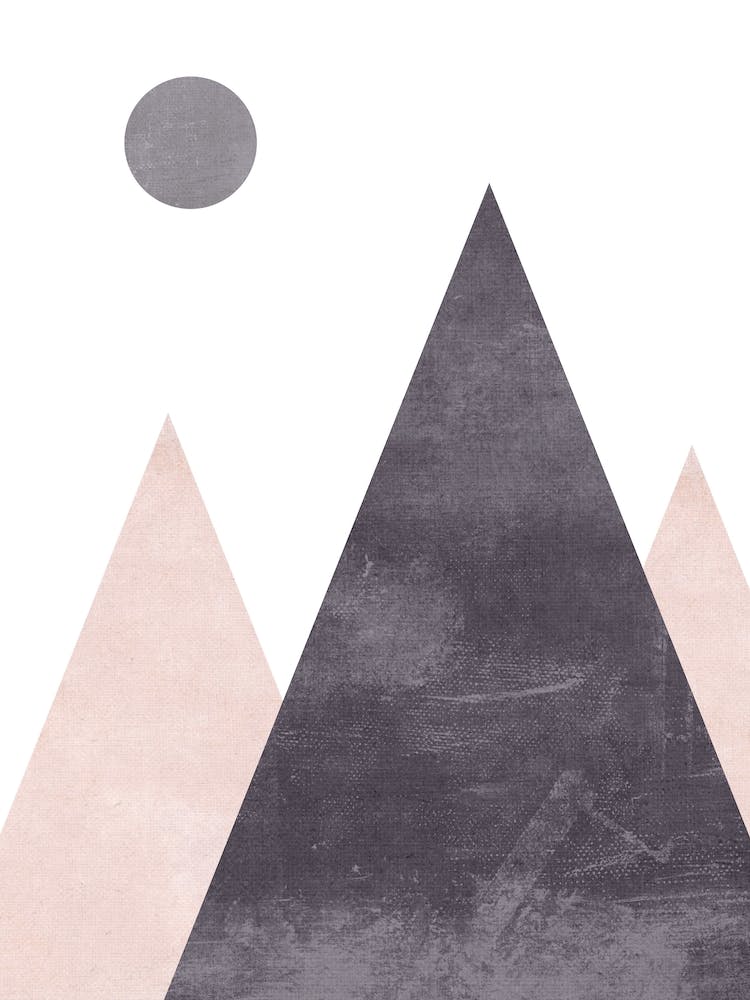 Mountains And Moon Pink Cotton Abstract