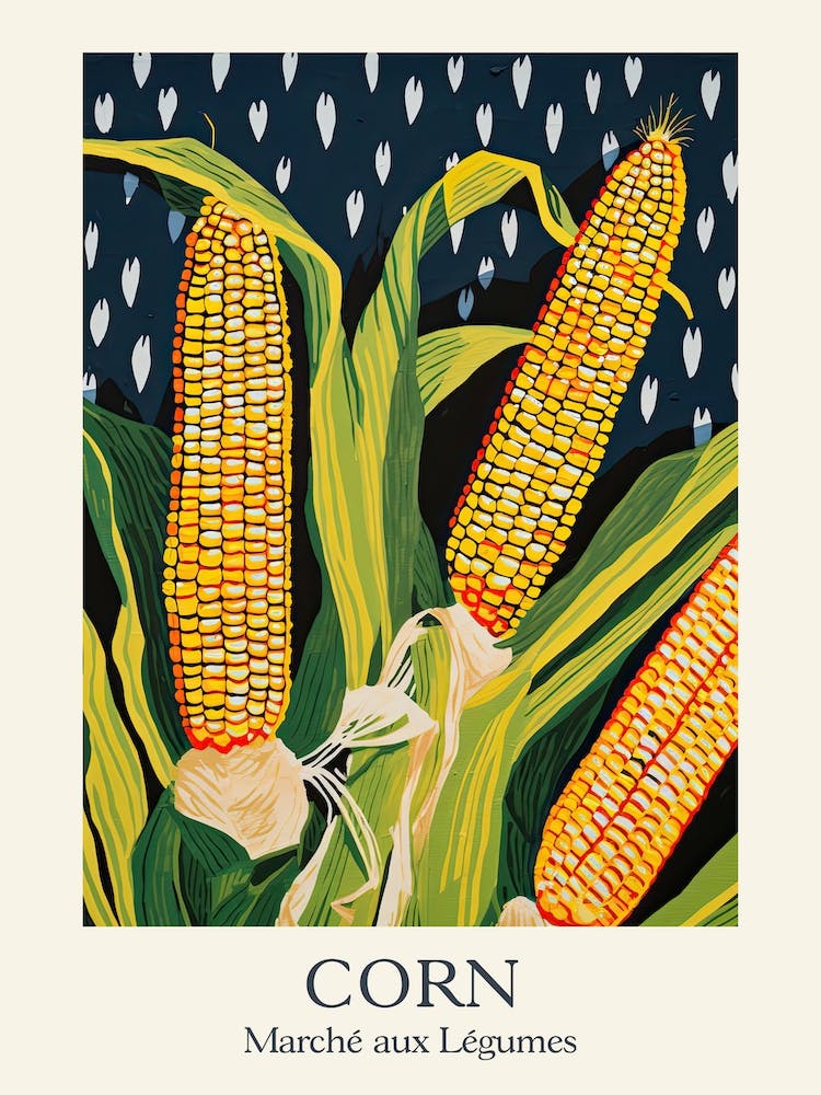 Marche Aux Legumes Corn Summer Illustration 4