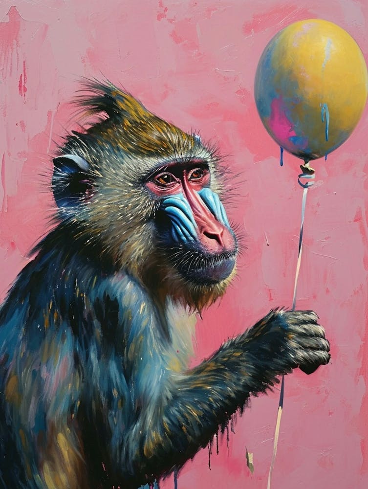 Cute Mandrill 1 With Balloon