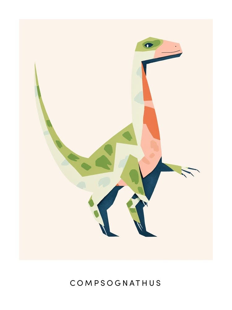 Kinderzimmer-Dinosaurierkunst Compsognathus Poster