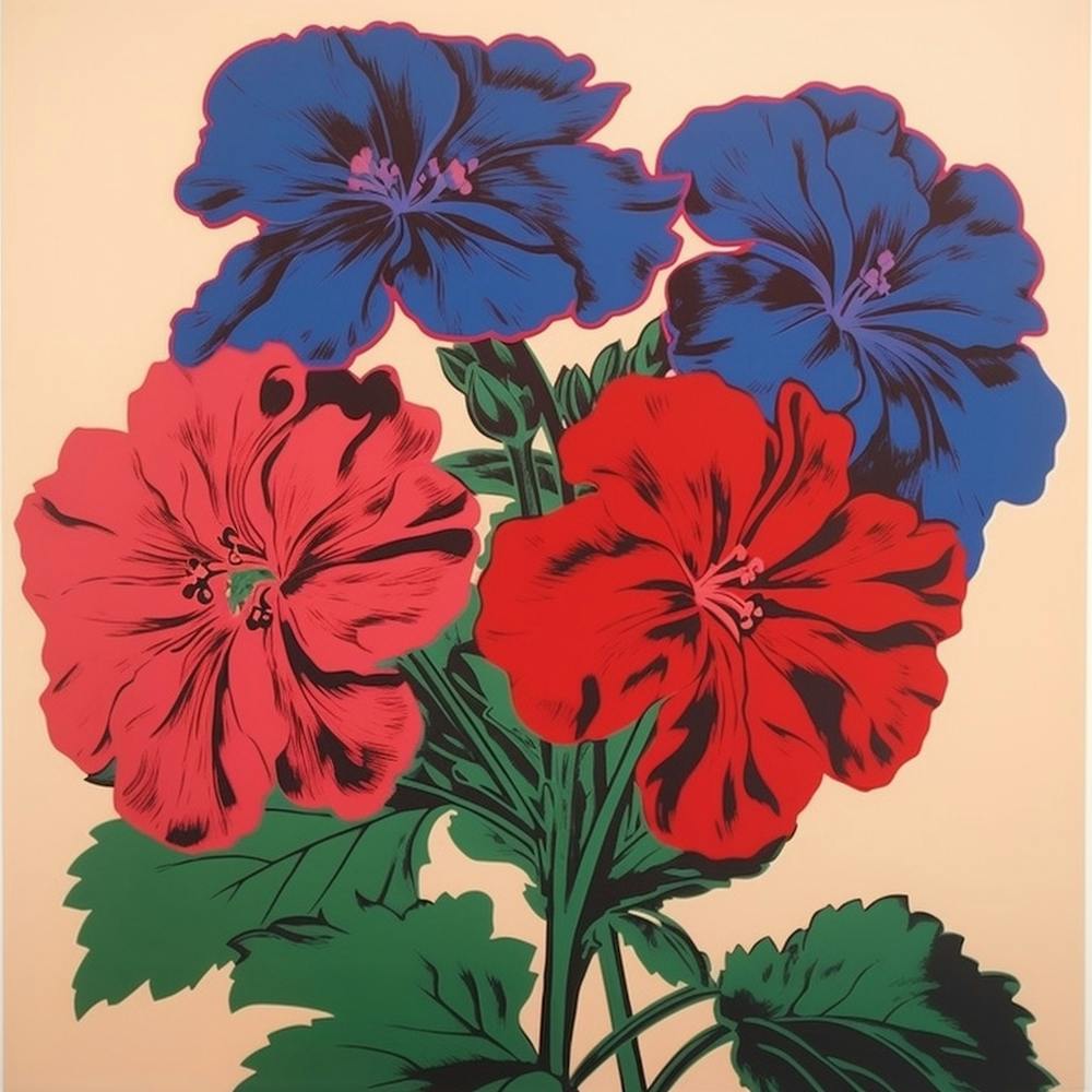 Geranium 3 Pop-Art-Illustration Quadratisch