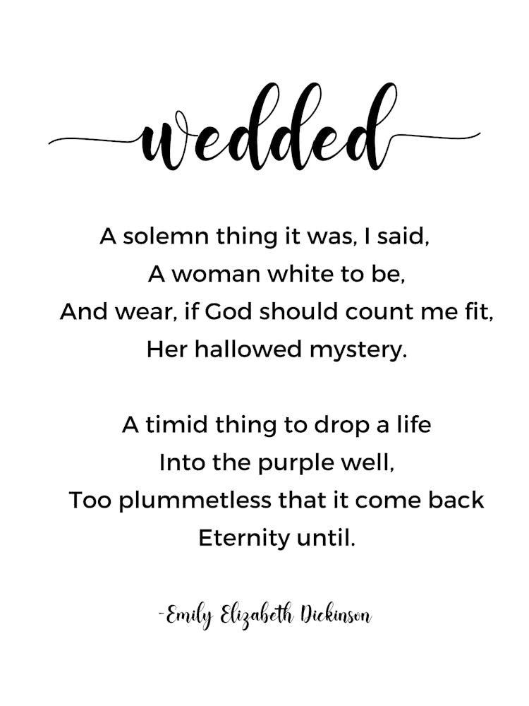 Poème "Wedded" par Emily Elizabeth Dickinson