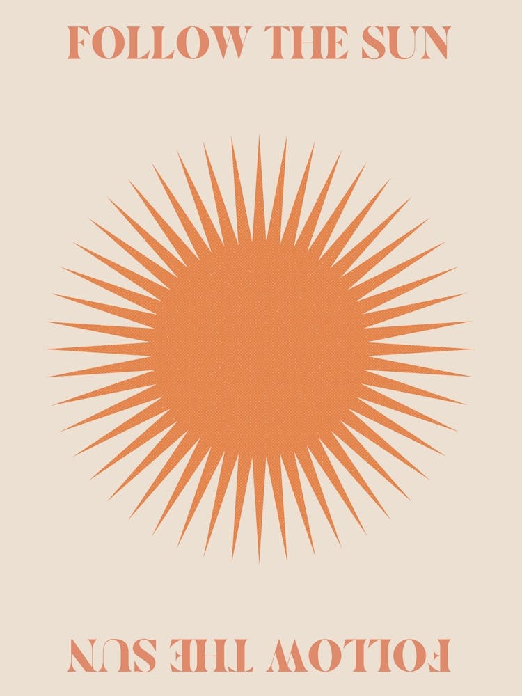 Follow The Sun Retro Bohemian Orange Quote Wall