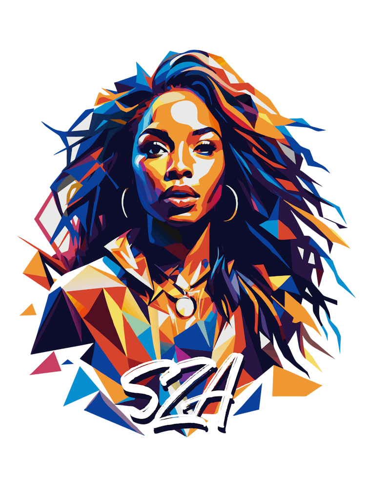 Sza 02 Portrait Music Icon WPAP Pop Art Style