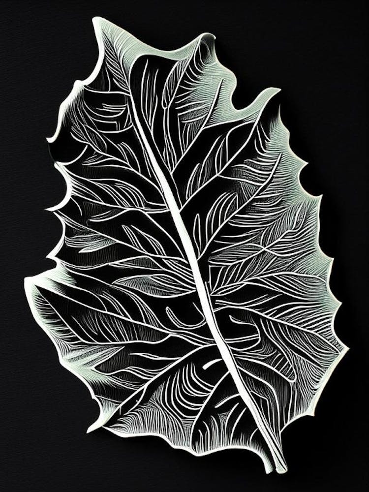 Lime Leaf Linocut 3