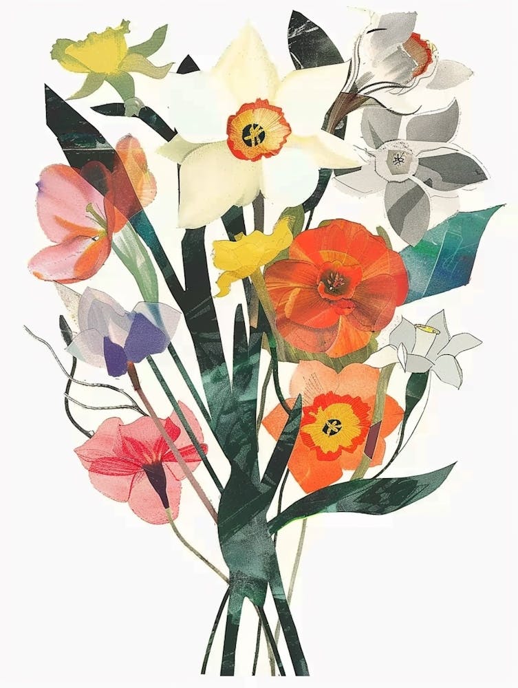 Daffodil 4 Collage Flower Bouquet