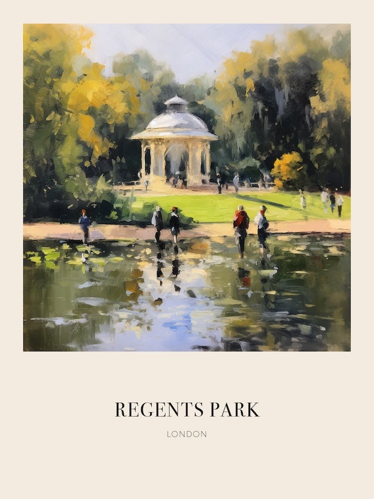Regents Park London 4 Vintage Cezanne Inspired Poster