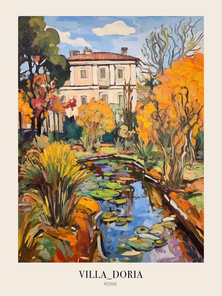 Autumn City Park Painting Villa Doria Pamphili Rome Italy 2 Poster
