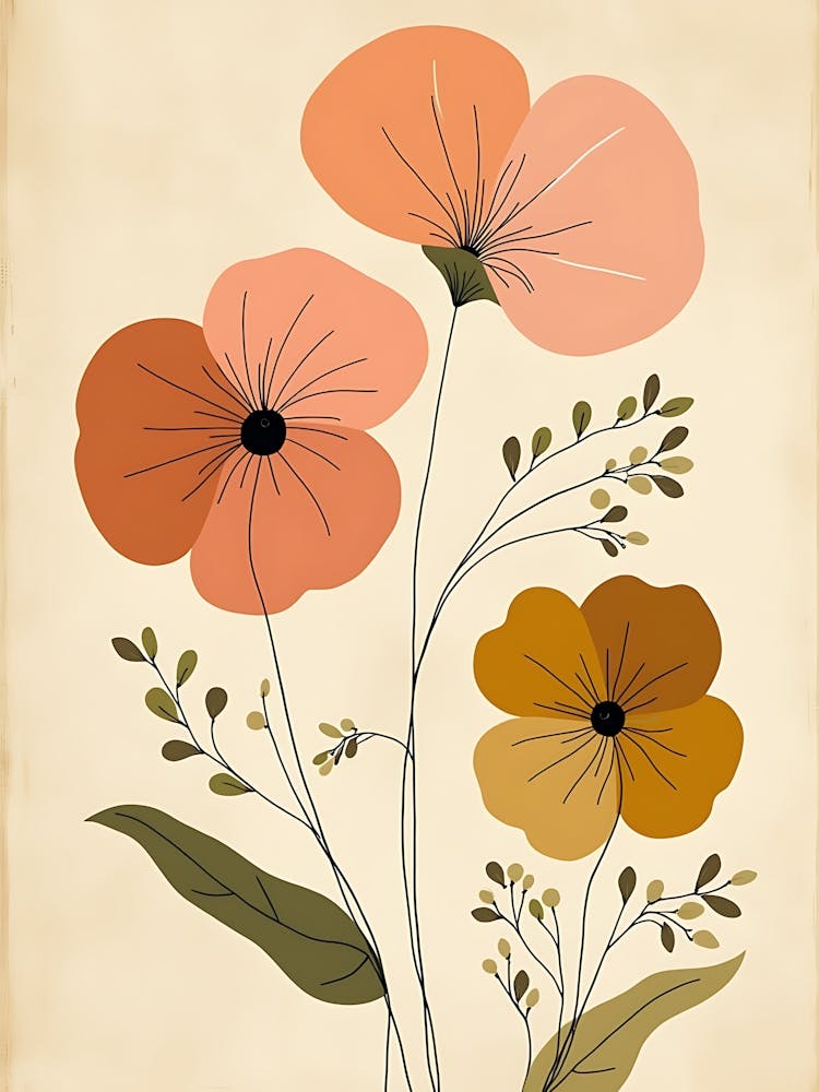 Gedämpfte Aquarell-Blumenkomposition