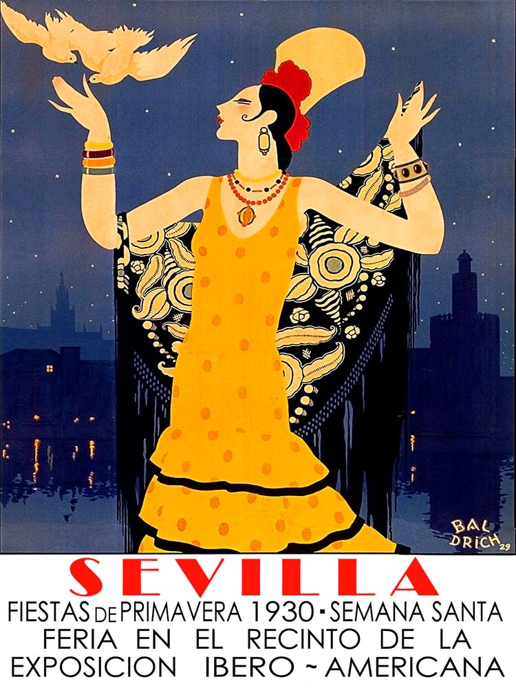 Seville, Spain, Lady In Yellow Dress