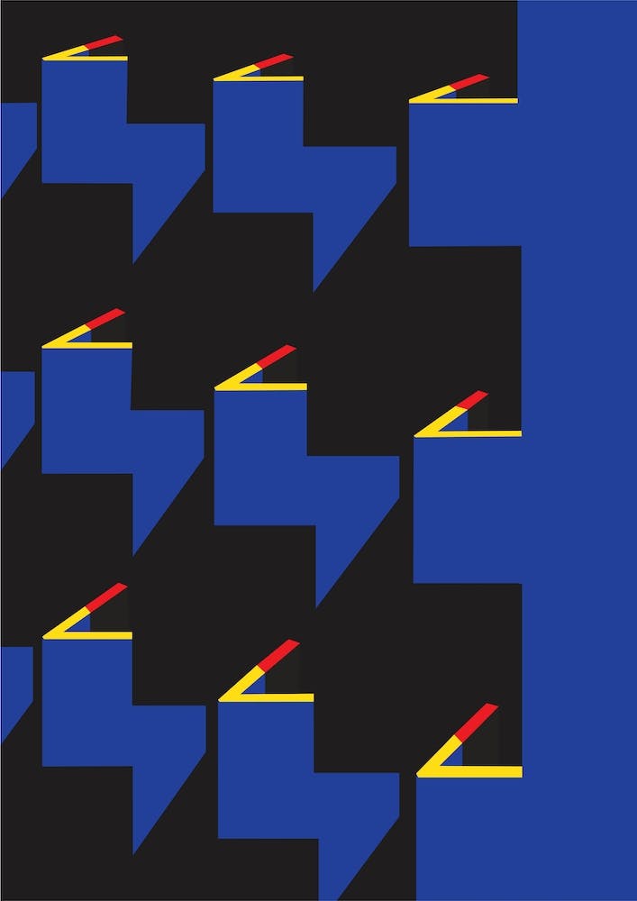 Blue Bauhaus Colours & Shadows