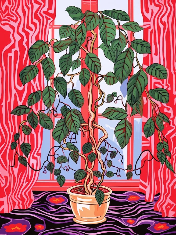 Pink And Red Plant Illustration Ficus