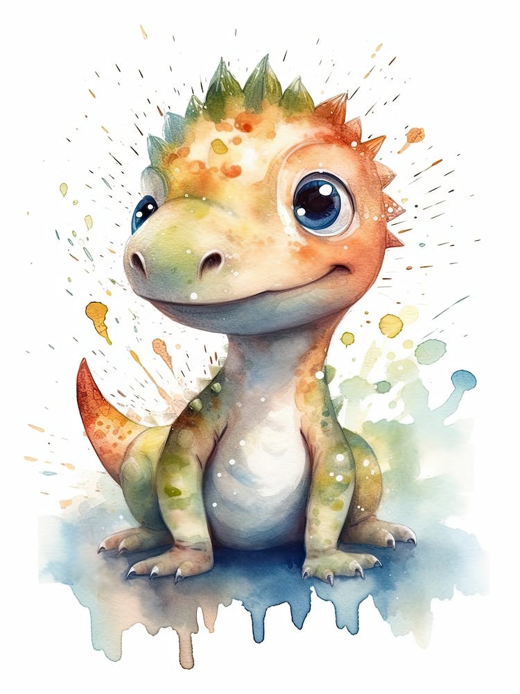 Ouranosaurus Cute Dinosaur Watercolour 2