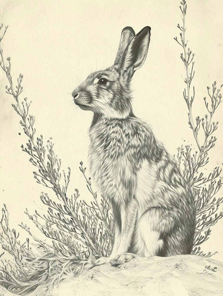 Silver Fox Rabbit Drawing 3