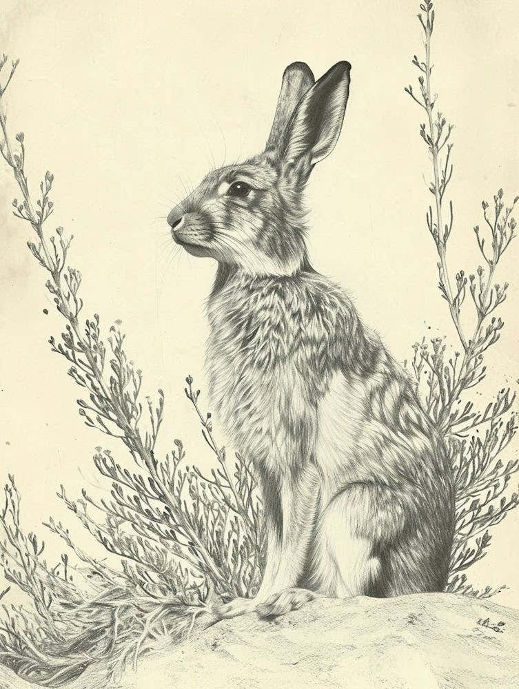 Silver Fox Rabbit Drawing 3