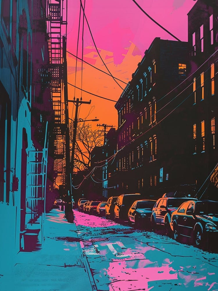 Greenpoint New York Colourful Silkscreen Illustration 2
