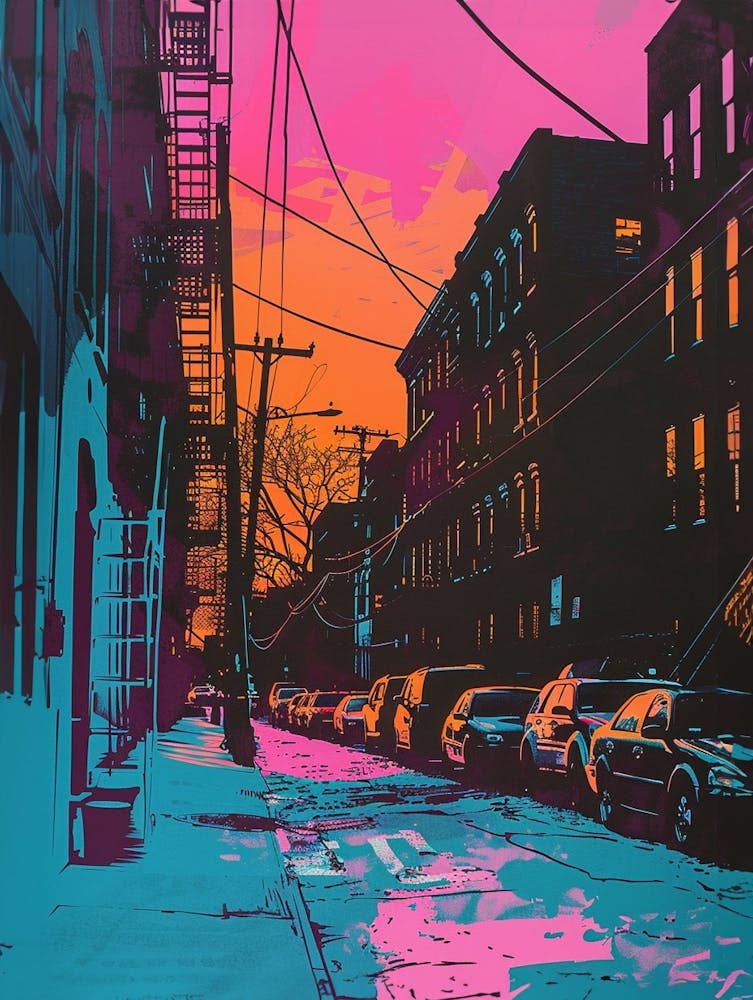 Greenpoint New York Colourful Silkscreen Illustration 2