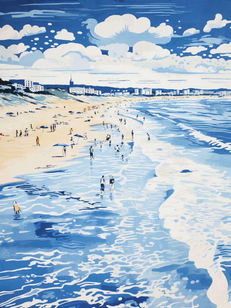 Bournemouth Beach Dorset Printmaking Style 2