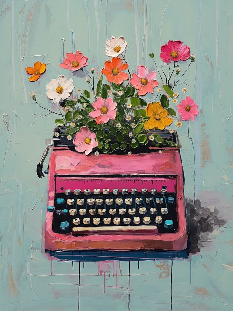 Typewriter With Flowers