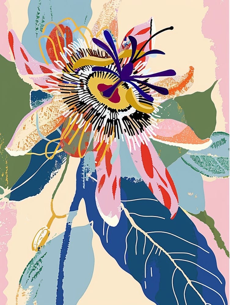 Bunte Blumenillustration Passionsblume 3