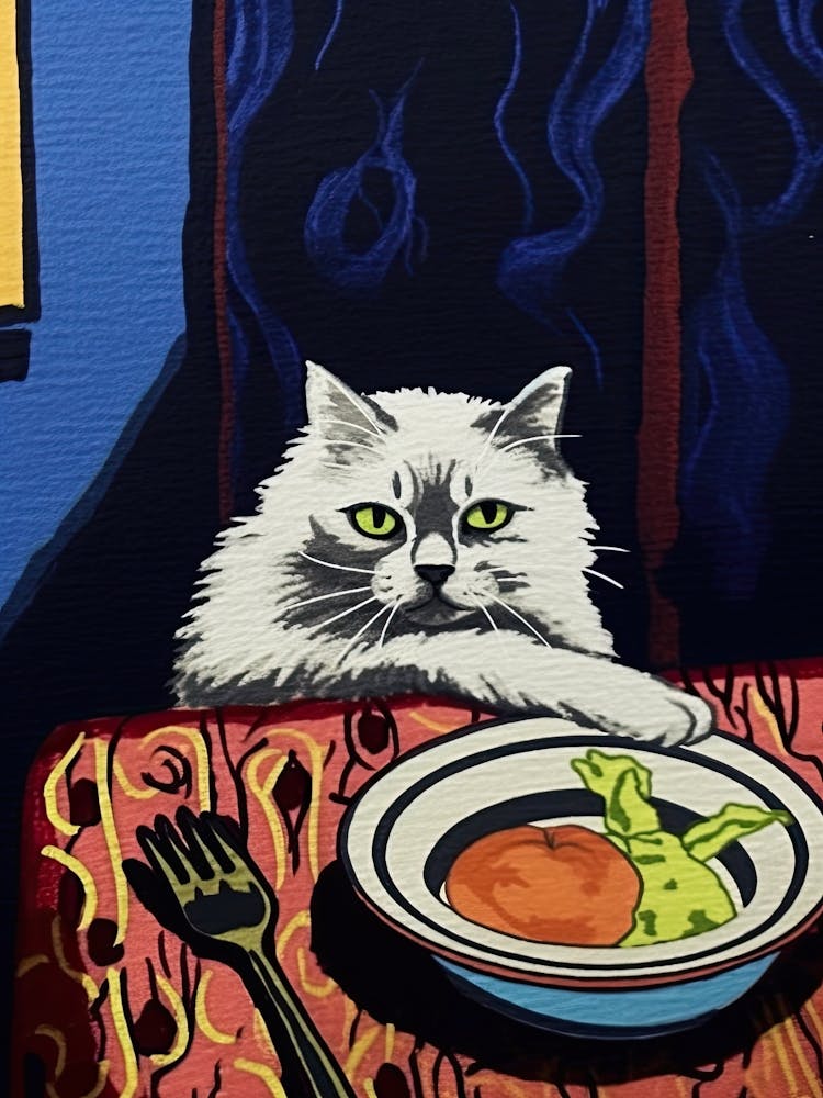 White Cat And Pasta 2