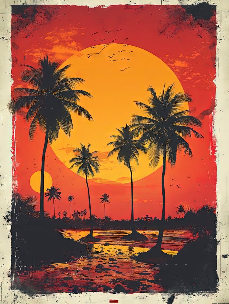 Sonnenuntergang mit Palmen