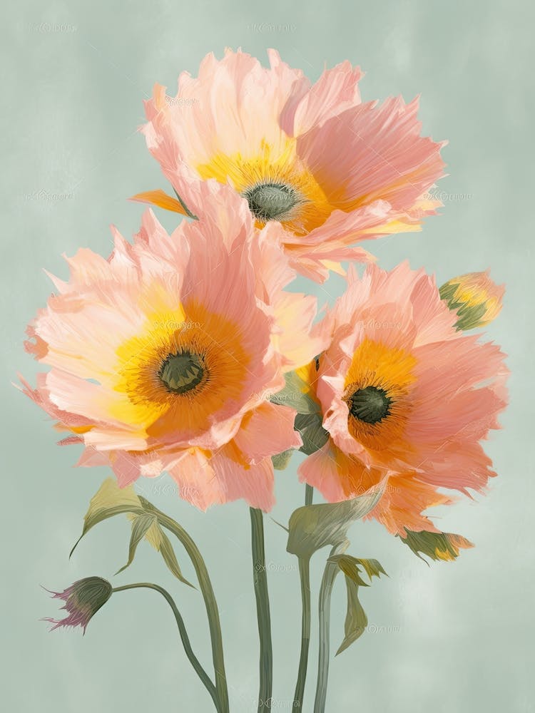 Sunflowers Flowers Acrylic Painting In Pastel Colours 1