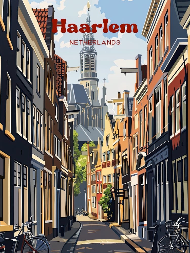 Haarlem Niederlande Randstad Reisekunst Illustration