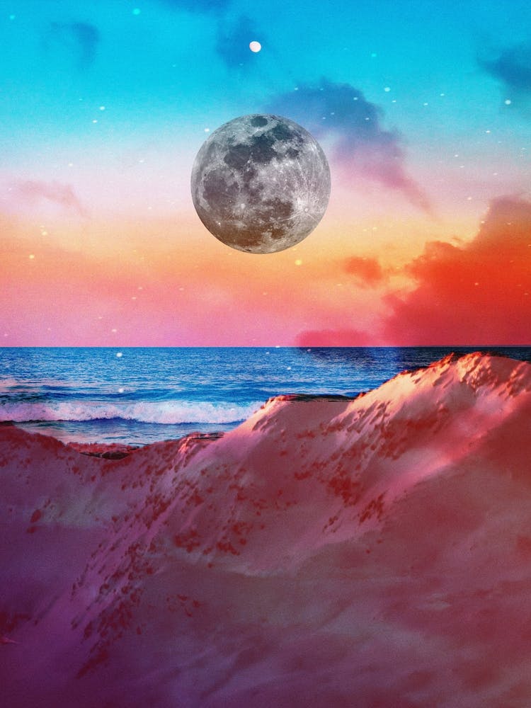 Strand Berg Mond Collage