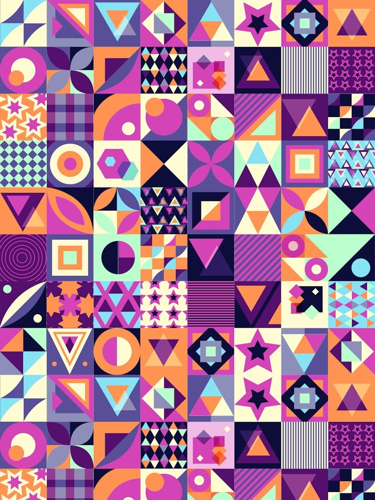 Abstract Geometric Pattern - Bauhaus Azulejo geometric pattern, mosaic #5