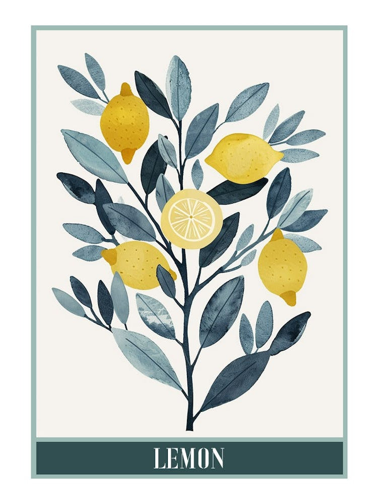 Lemon Tree Flat Illustration 1 Poster