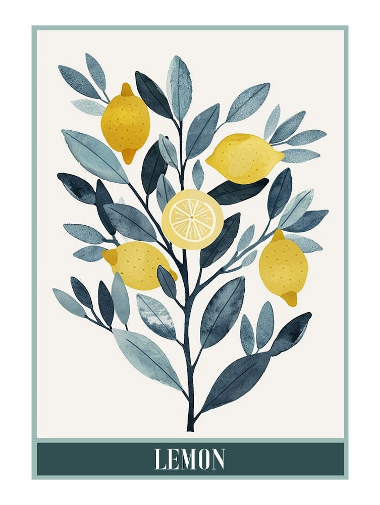 Lemon Tree Flat Illustration 1 Poster