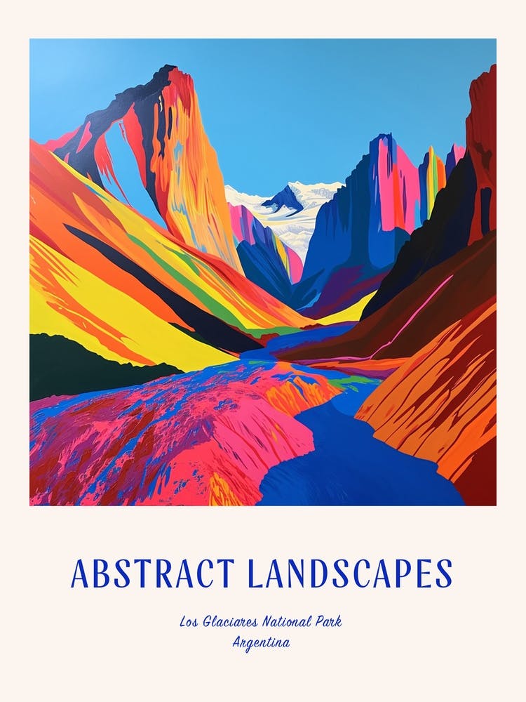Colourful Abstract Los Glaciares National Park Argentina 1 Poster Blue