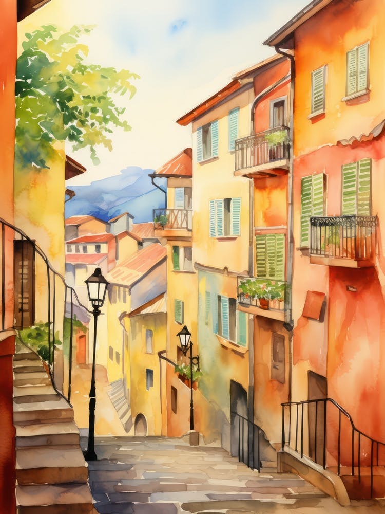 Bergamo, Italien Aquarellstraßen 1