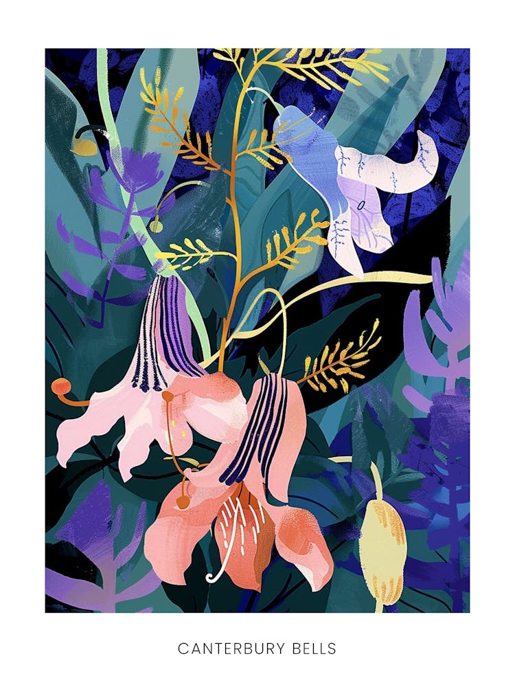 Colourful Flower Illustration Poster Canterbury Bells 3