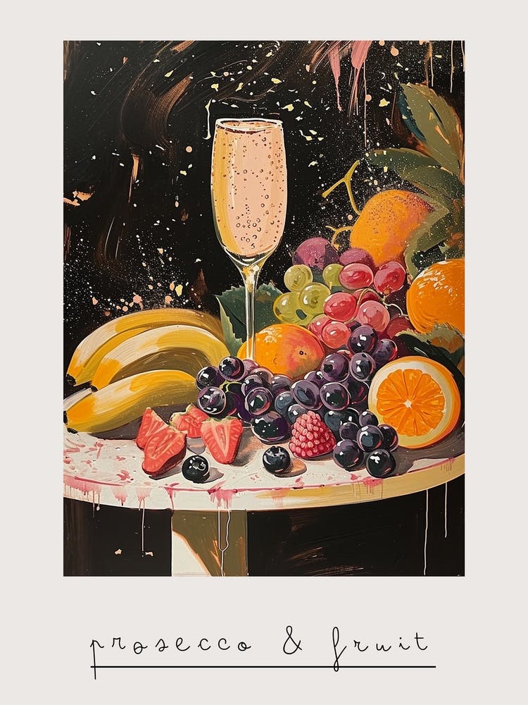 Prosecco & Fruit Art Deco 1 Poster