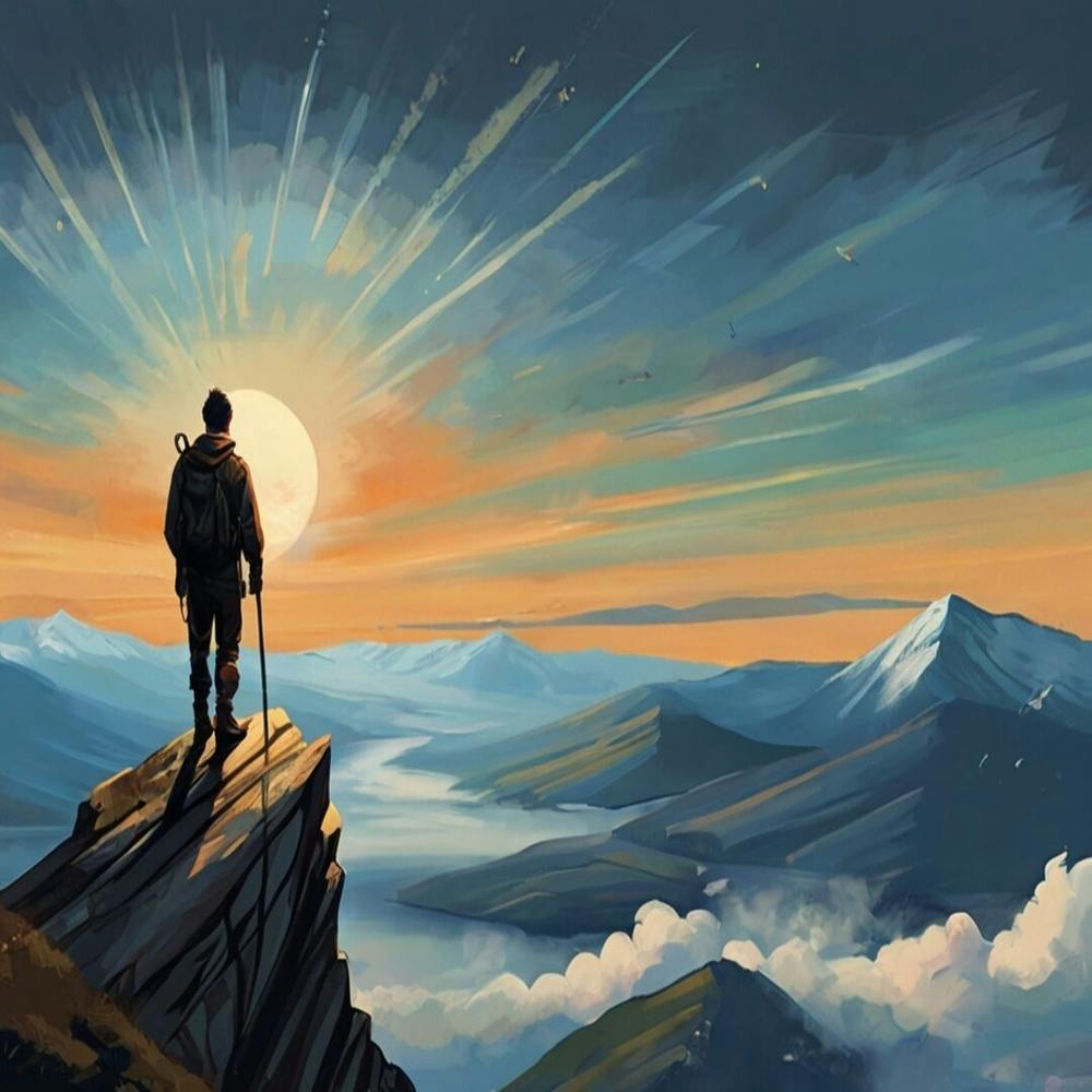 Man Standing On Top Of Mountain