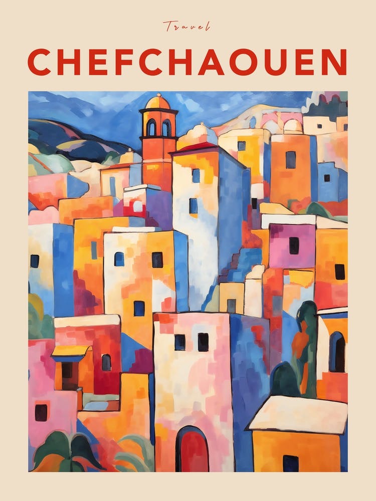 Chefchaouen Morocco 2 Fauvist Travel Poster