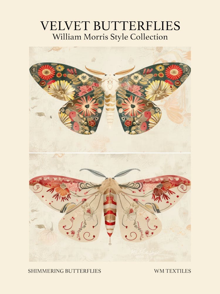 Velvet Butterflies Collection Shimmering Butterflies William Morris Style 5