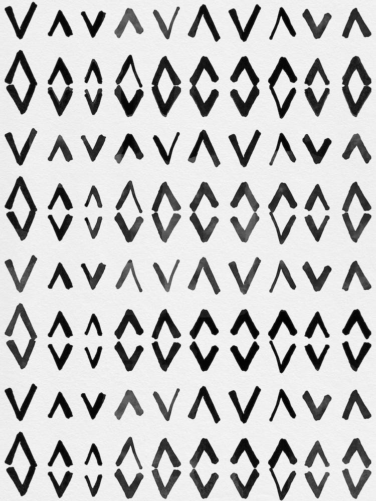 Monochromatic Hand-Painted Geometric Pattern Print