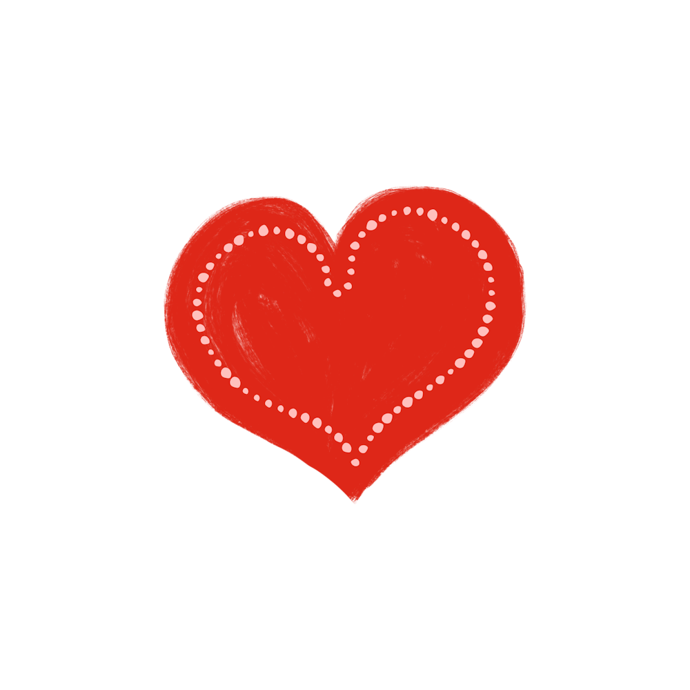 Minimalist simple bold red folk art heart