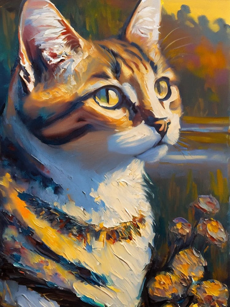 Nahaufnahme getigerte Katze Ölgemälde