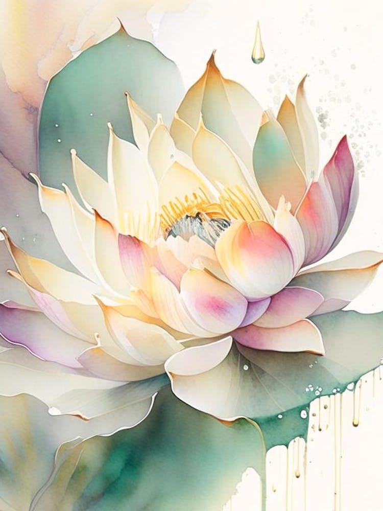 Lotus Flower Pattern Storybook Watercolour 2