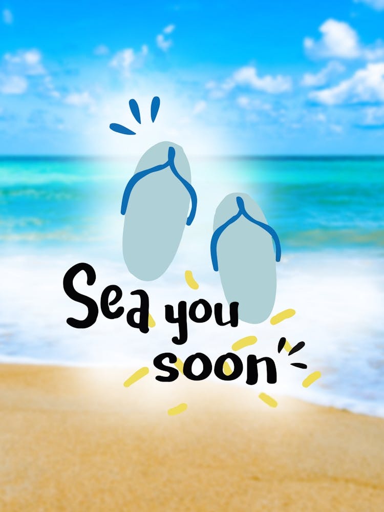 Sea you soon - travel poster, vector art, positive tropical motivation 4