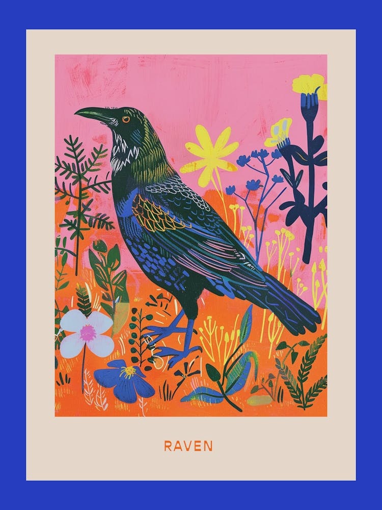 Spring Birds Poster Raven 1