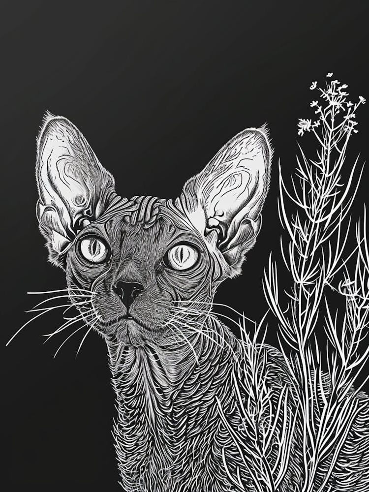 Cornish Rex Cat Minimalist Illustration 4