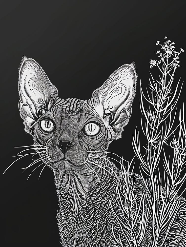 Cornish Rex Cat Minimalist Illustration 4