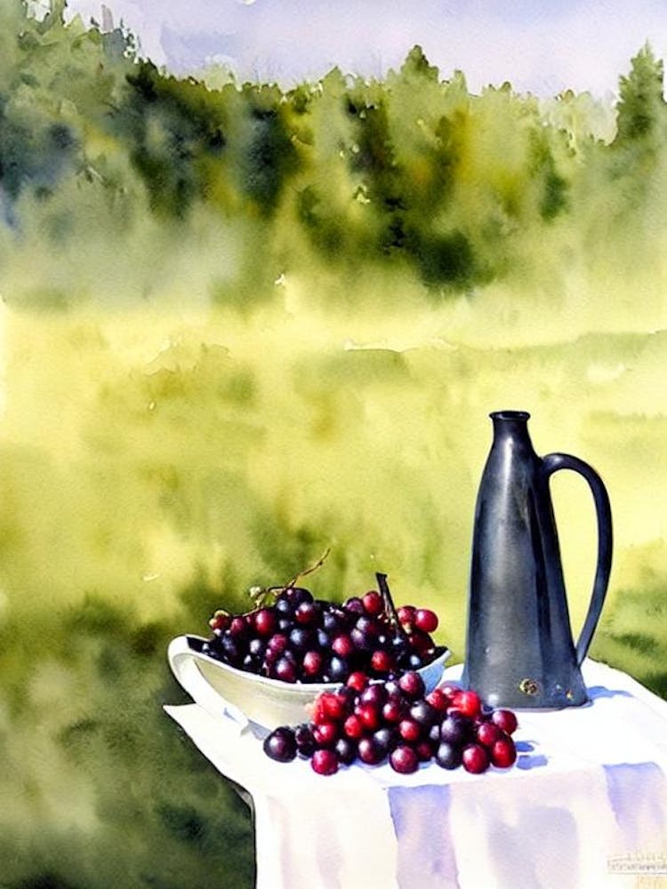 Black Currant Italian Watercolour fruit